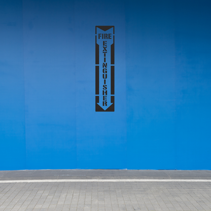 FIRE EXTINGUISHER Stencil with Letters and Arrow