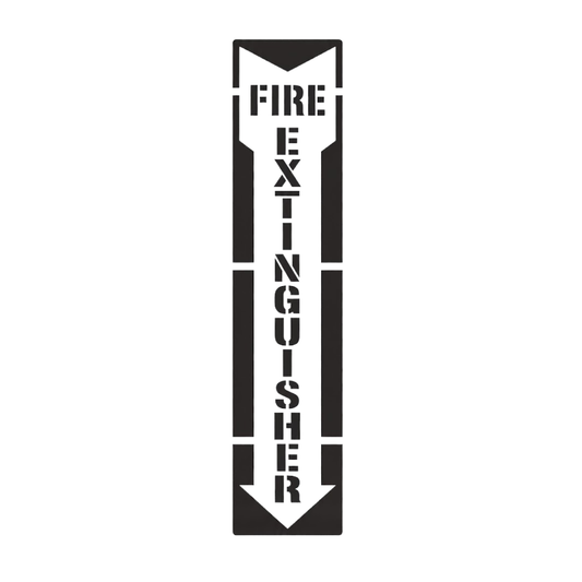 FIRE EXTINGUISHER Stencil with Letters and Arrow