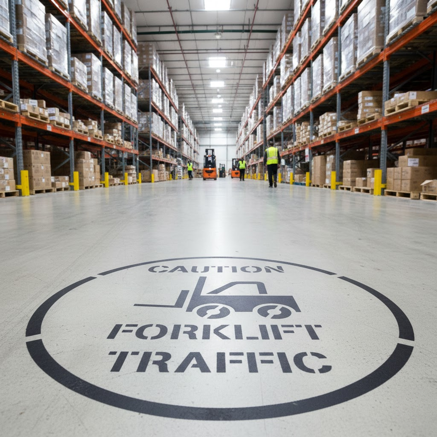 CAUTION FORKLIFT TRAFFIC Safety Stencil