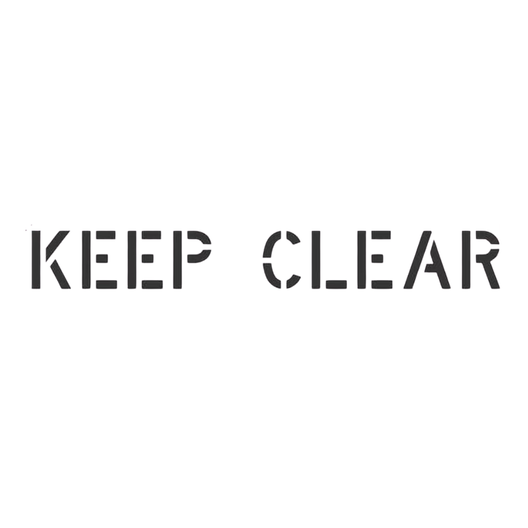 KEEP CLEAR Stencil with 12" Letters for Pavement and Curbs