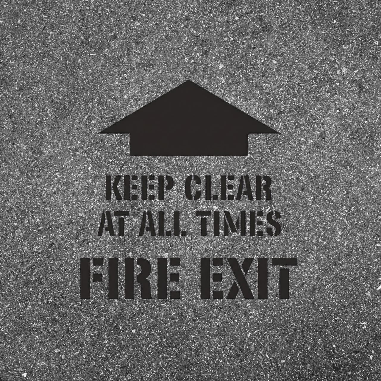 KEEP CLEAR AT ALL TIMES FIRE EXIT Floor Stencil 24" Symbol