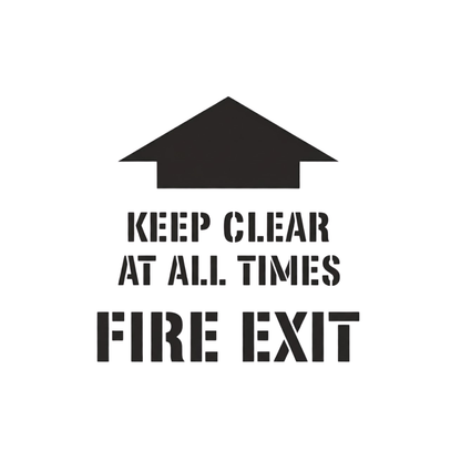 KEEP CLEAR AT ALL TIMES FIRE EXIT Floor Stencil 24" Symbol