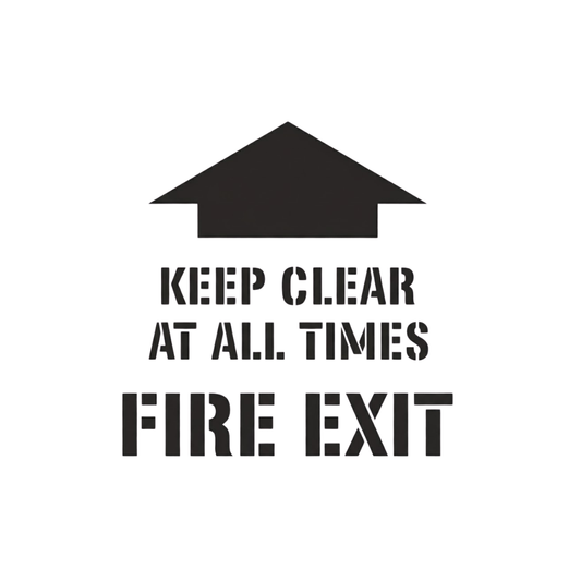 KEEP CLEAR AT ALL TIMES FIRE EXIT Floor Stencil 24" Symbol