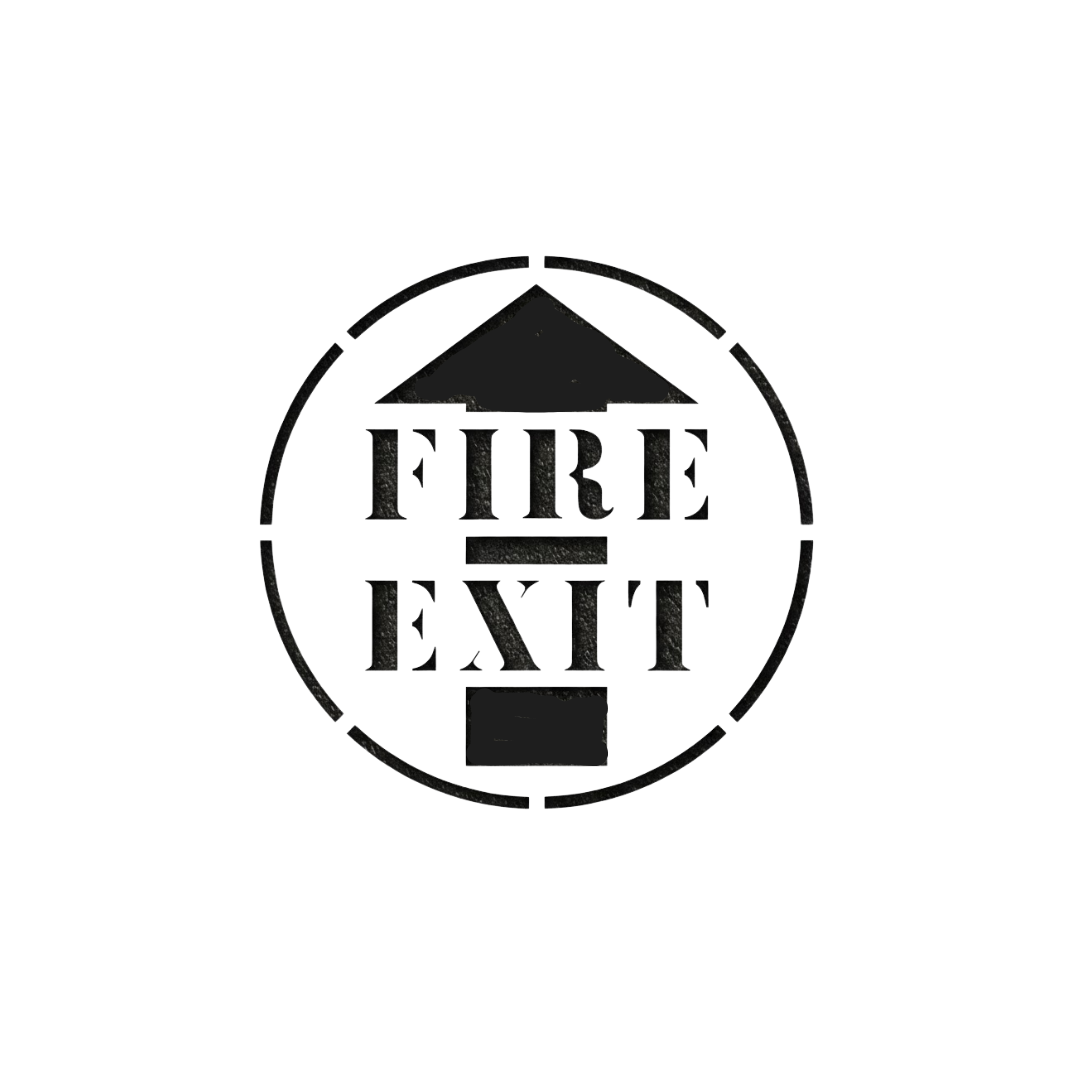 FIRE EXIT Stencil with Arrow for Walls Ceilings and Floors