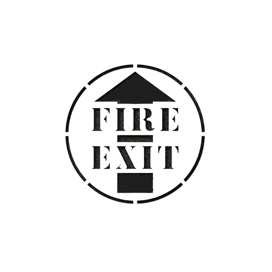 FIRE EXIT Stencil with Arrow for Walls Ceilings and Floors