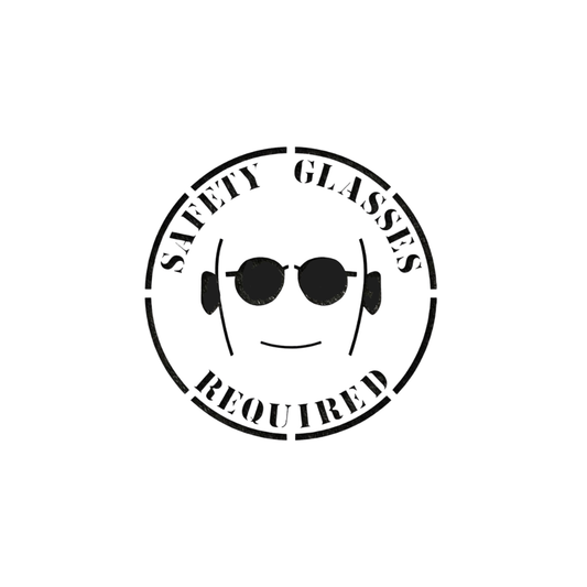 SAFETY GLASSES REQUIRED Stencil for Floors or Pavement