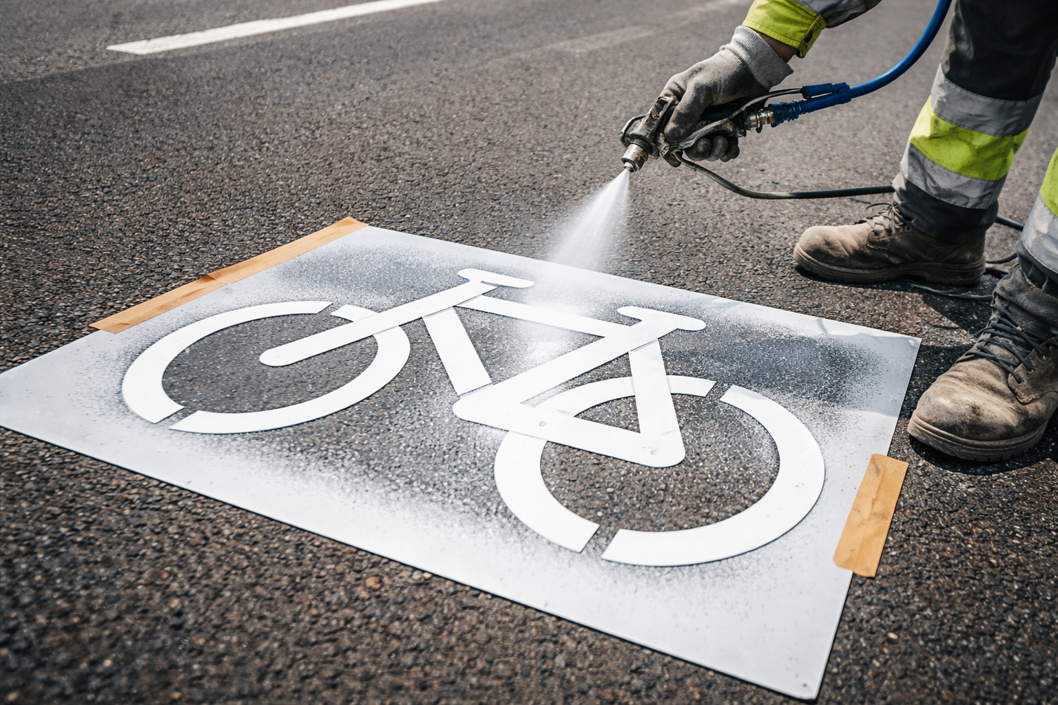 Traffic stencil product and use