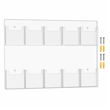 Wall 10 Pocket Brochure Holder for 4"W Trifold Literature