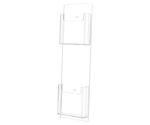 Wall Two Pocket Rack Card Holder for 4"W Trifold Literature