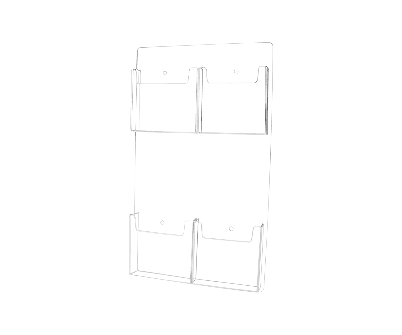 Wall 4 Pocket Brochure Holder for 4"W Trifold Literature
