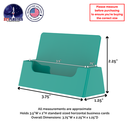 Teal Business Card Holder Single Pocket Countertop Display