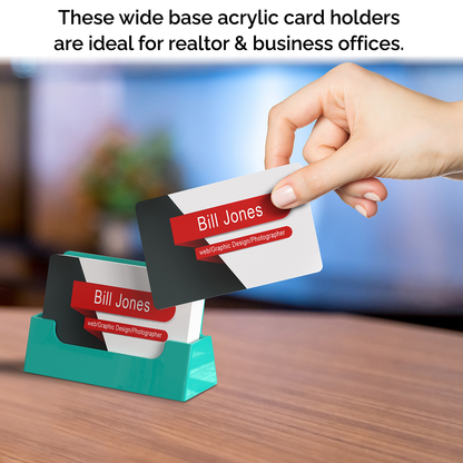 Teal Business Card Holder Single Pocket Countertop Display