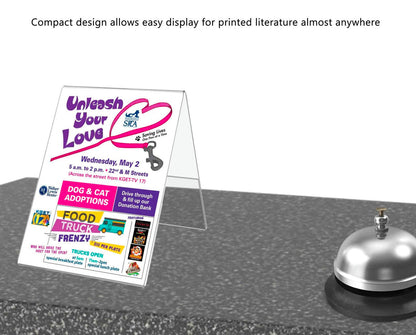 5"W x 7"H A Frame Sign Holder Double Sided Table Tent Clear