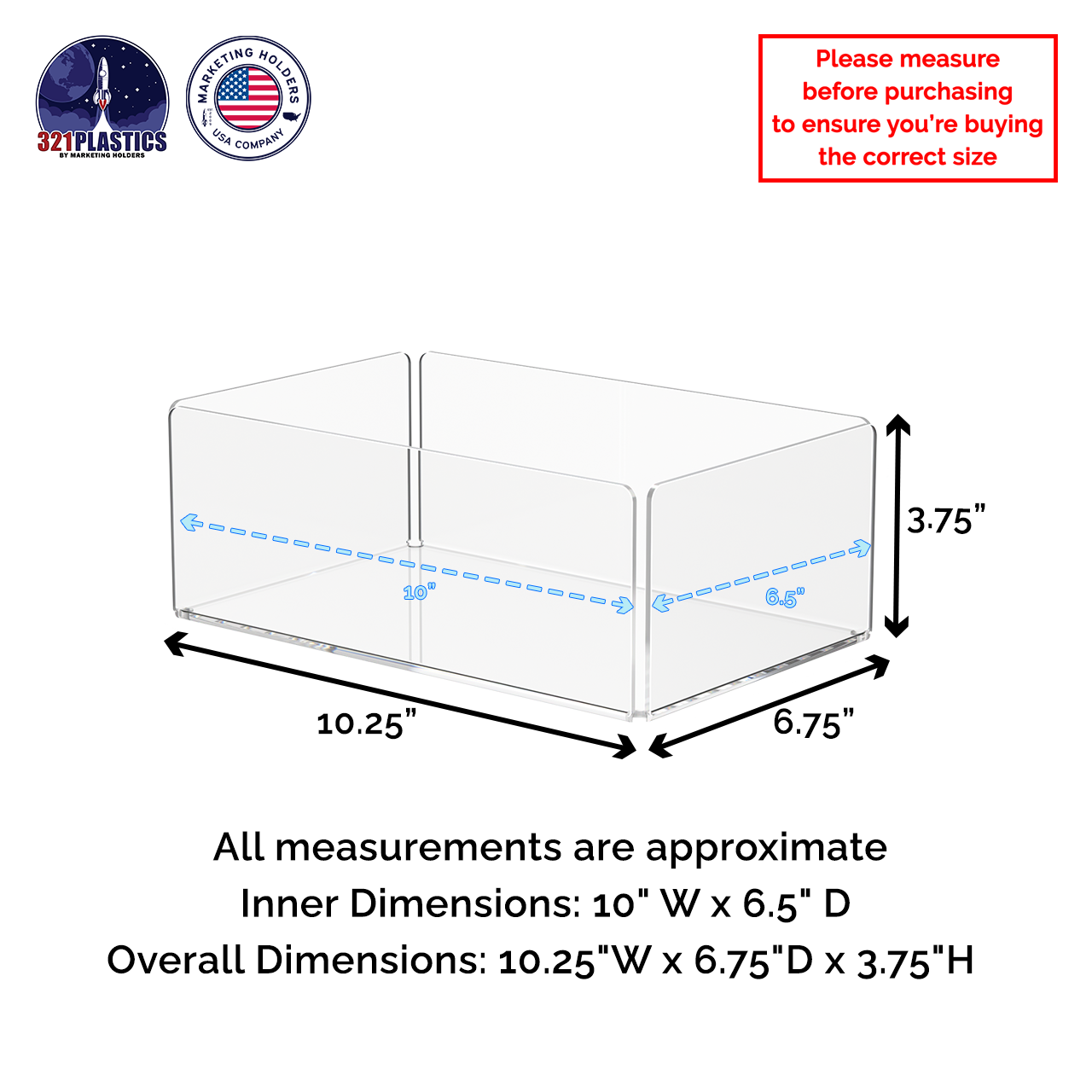 10" Tray Organizer Display Countertop Storage Bin Dust Cover