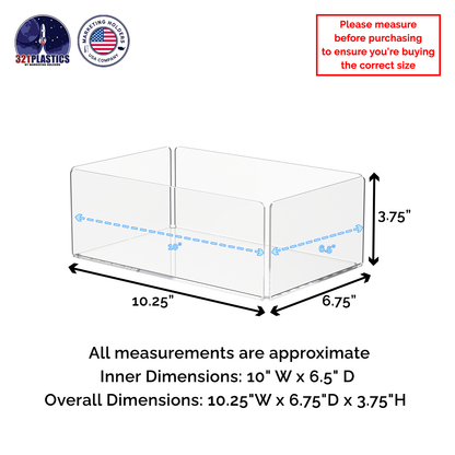 10" Tray Organizer Display Countertop Storage Bin Dust Cover