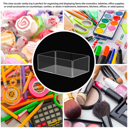 10" Tray Organizer Display Countertop Storage Bin Dust Cover