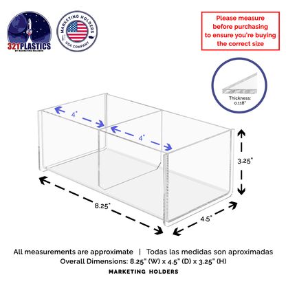 Double Compartment Storage Tray with Two 4"W Bins