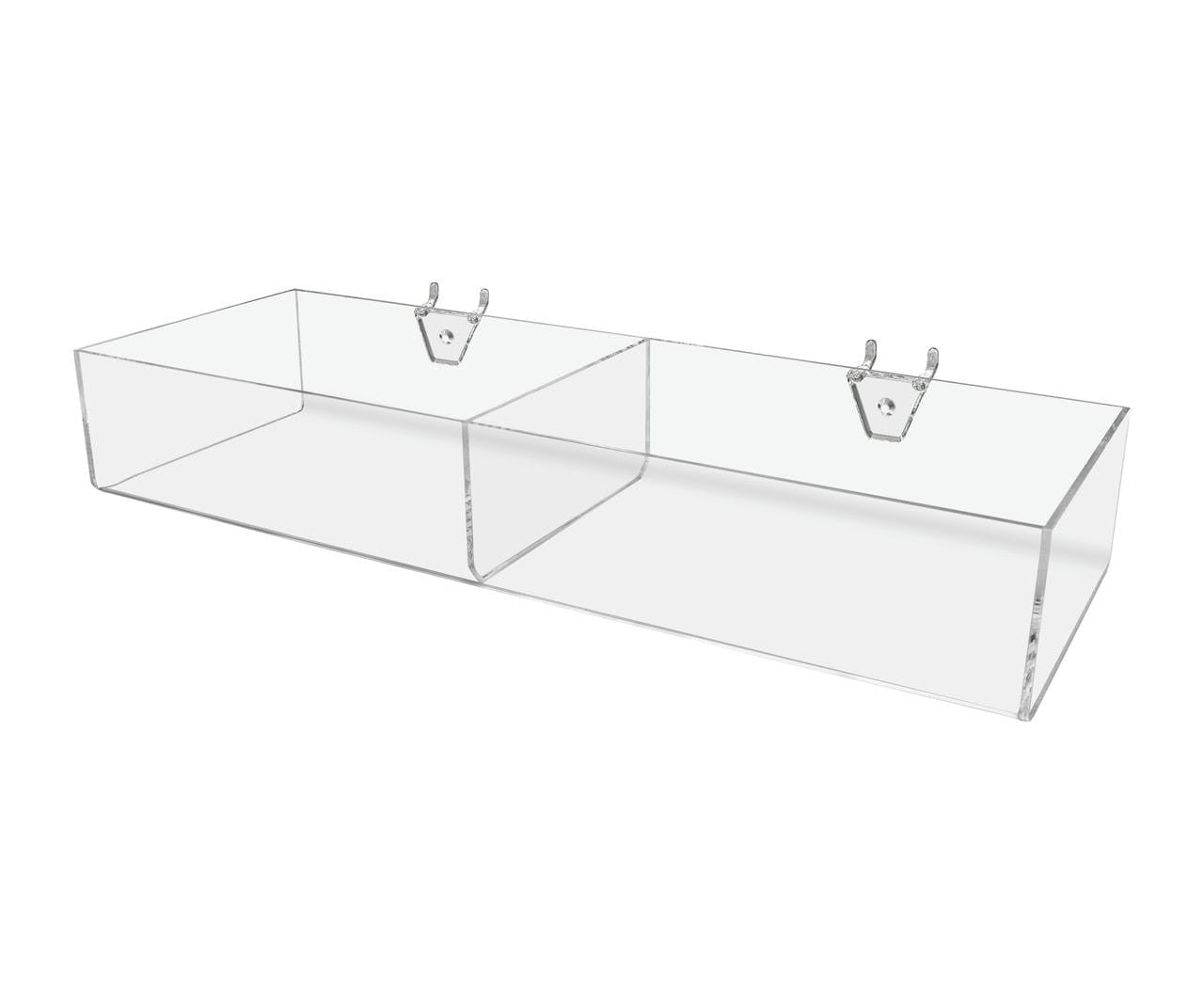 Pegboard 16.5"W Acrylic 2 Compartment Retail Product Storage Bin
