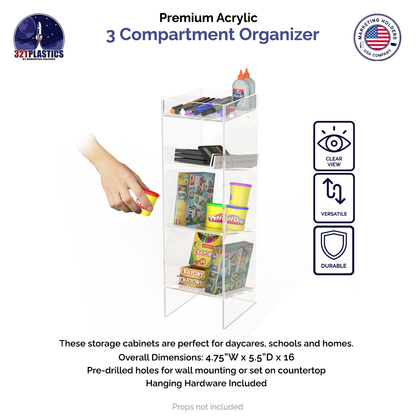 Acrylic Test Tube 3 Compartment Organizer
