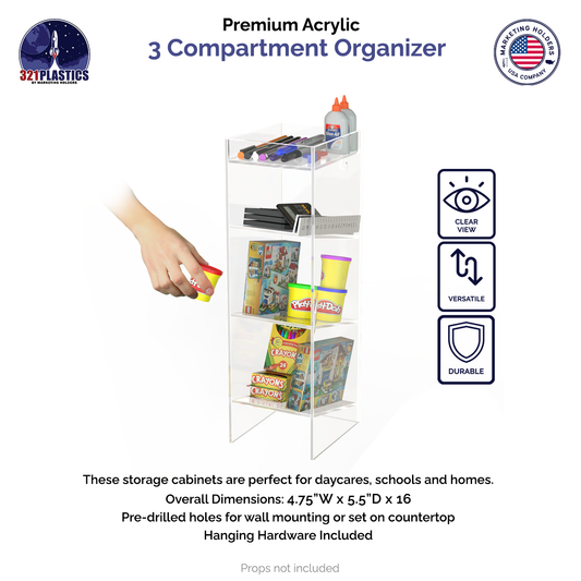 Acrylic Test Tube 3 Compartment Organizer
