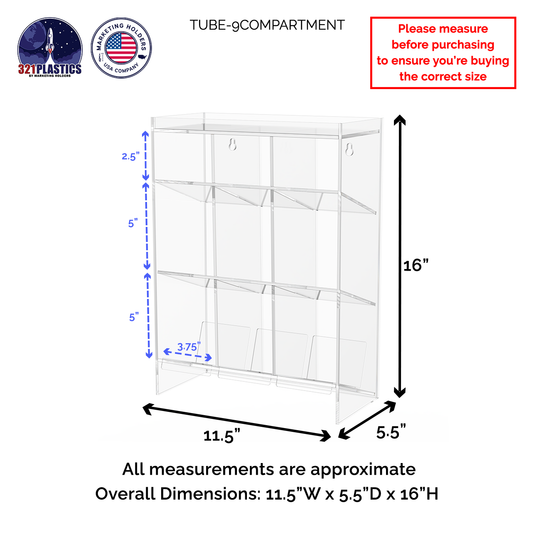 Acrylic Test Tube 9 Compartment Organizer