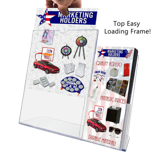 8.5"W x 11"H TopLoad TRUVu Table Sign Holder with Brochure Pocket