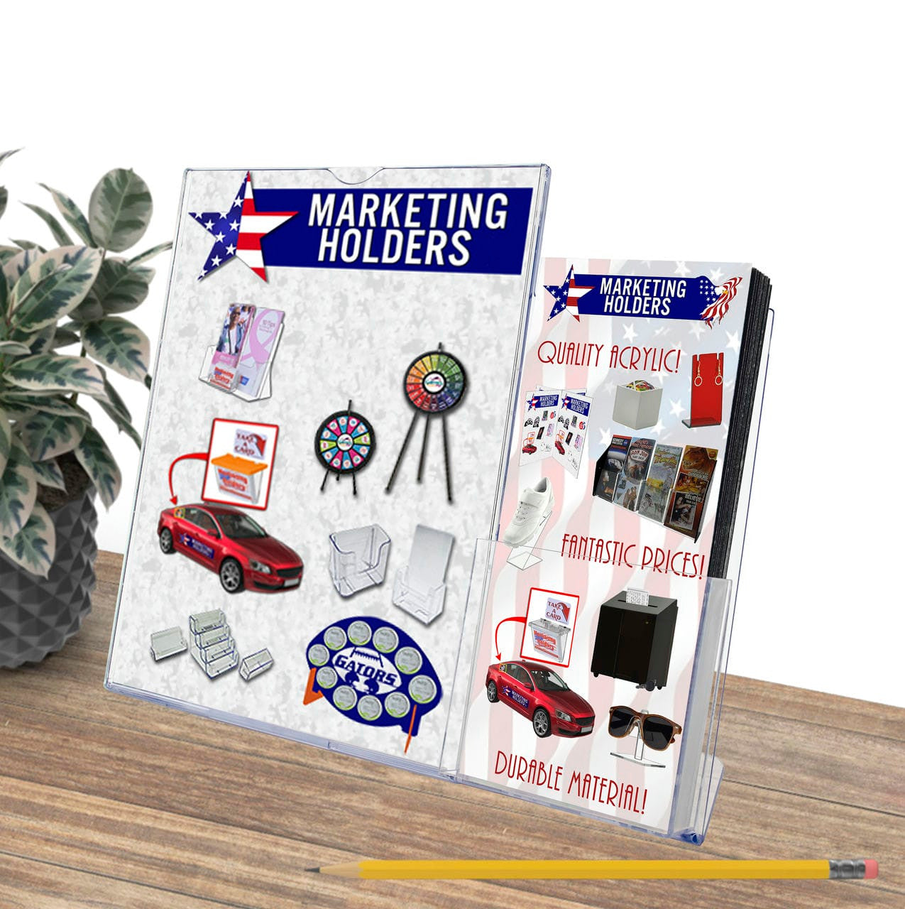 8.5"W x 11"H TopLoad TRUVu Table Sign Holder with Brochure Pocket