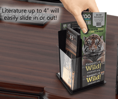 Rotating Trifold Holder for 4"W Brochures Multi Pocket Display