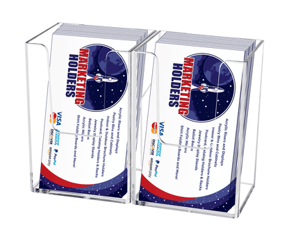 Vertical 2 Pocket Business Card Holder Extra Deep Tall Clear Bin