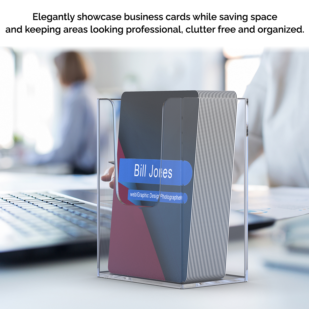 Vertical Business Card Holder Extra Capacity Tall Deep Acrylic