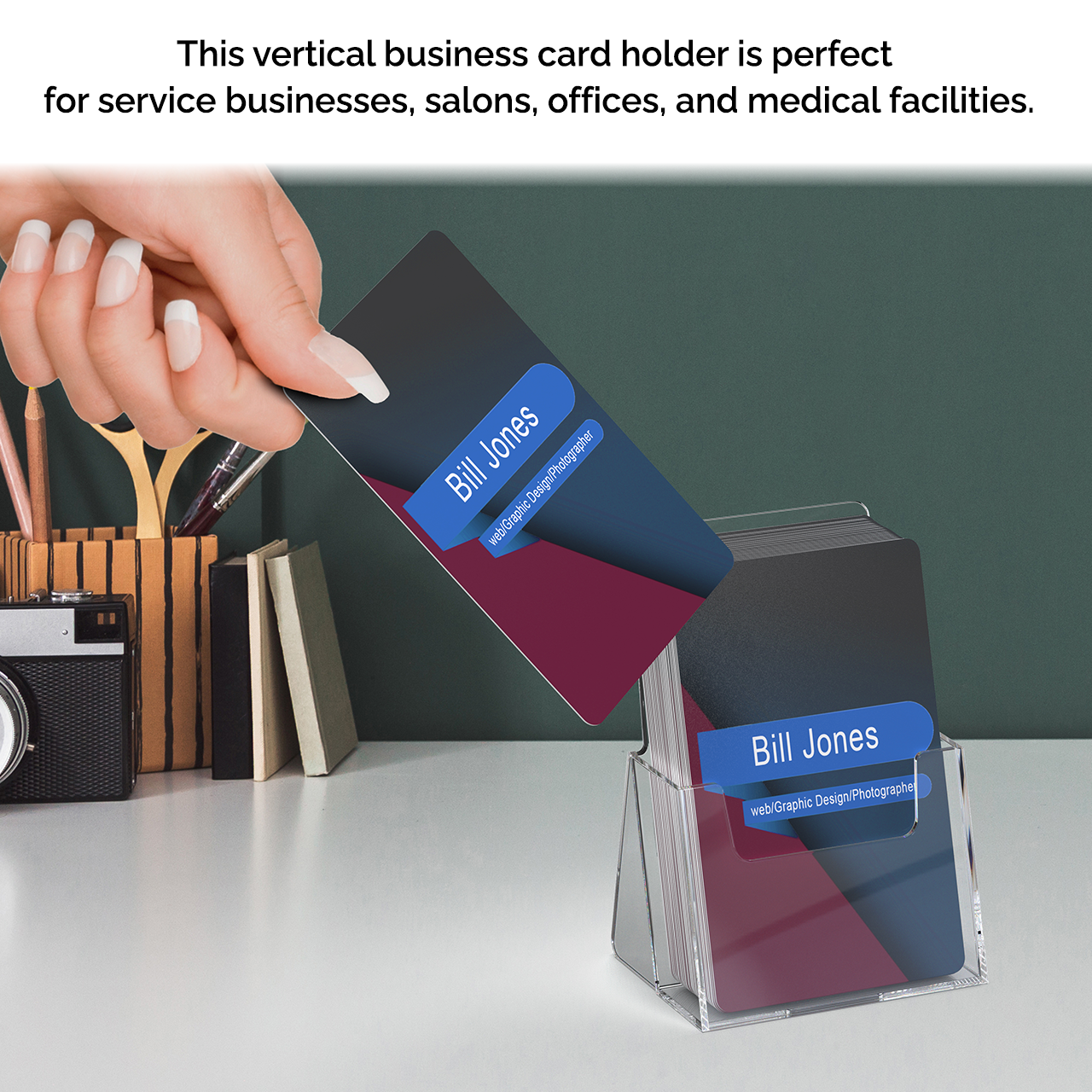 Vertical Business Card Holder Countertop Plastic Display Stand – 321 Plastics