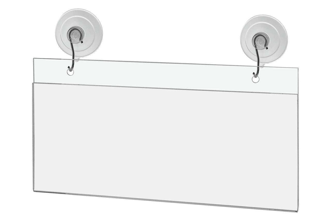 10"W x 4"H Window Mount Sign Holder Suction Cup with Hooks