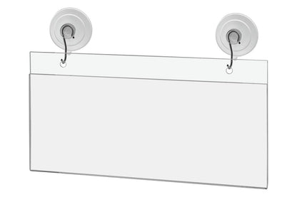10"W x 4"H Window Mount Sign Holder Suction Cup with Hooks