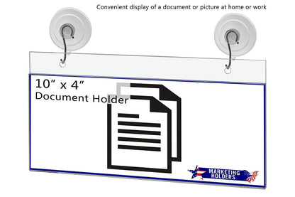 10"W x 4"H Window Mount Sign Holder Suction Cup with Hooks