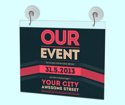 11"W x 7"H Window Mount Sign Holder Suction Cup with Hooks