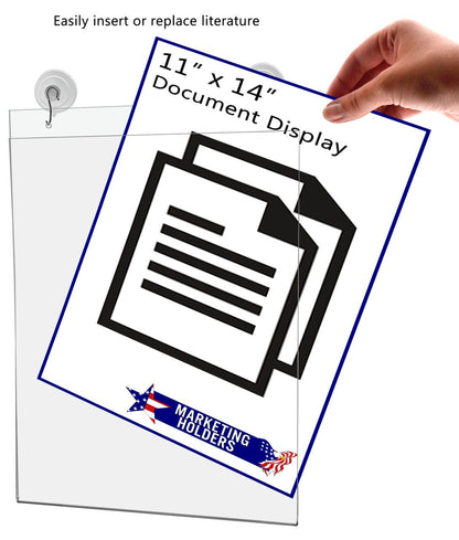 11"W x 14"H Window Mount Sign Holder Suction Cup with Hooks