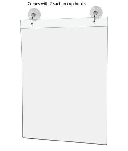 11"W x 14"H Window Mount Sign Holder Suction Cup with Hooks