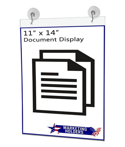 11"W x 14"H Window Mount Sign Holder Suction Cup with Hooks