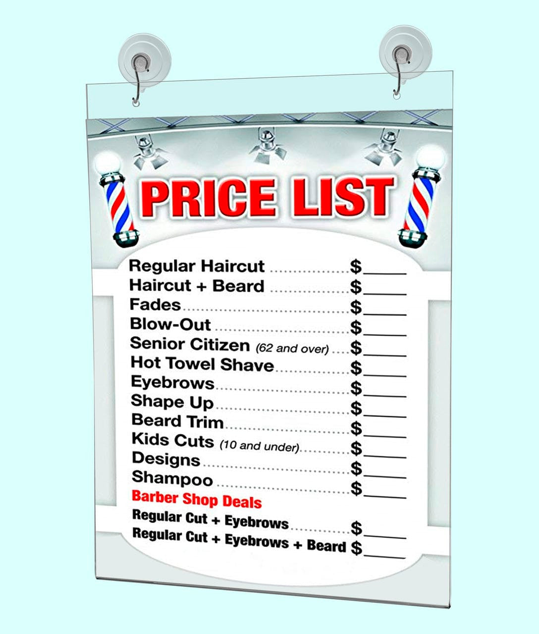 11"W x 14"H Window Mount Sign Holder Suction Cup with Hooks