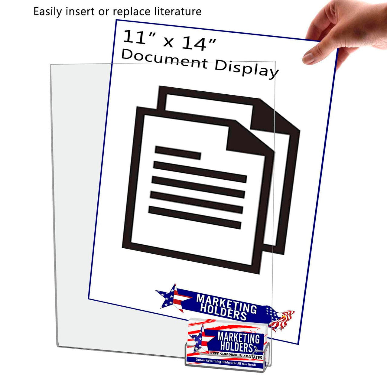 Sign Holder 11"W x 14"H Display Sleeve with Business Card Pocket