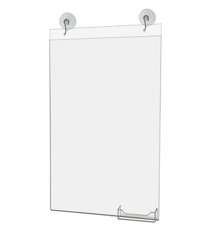 11"W x 17"H Window Sign Holder with Card Pocket and Suction Cup with Hooks
