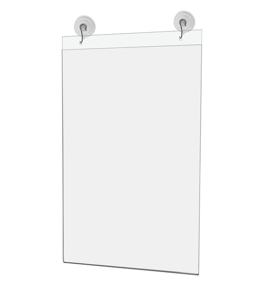 11"W x 17"H Window Mount Sign Holder Suction Cup with Hooks