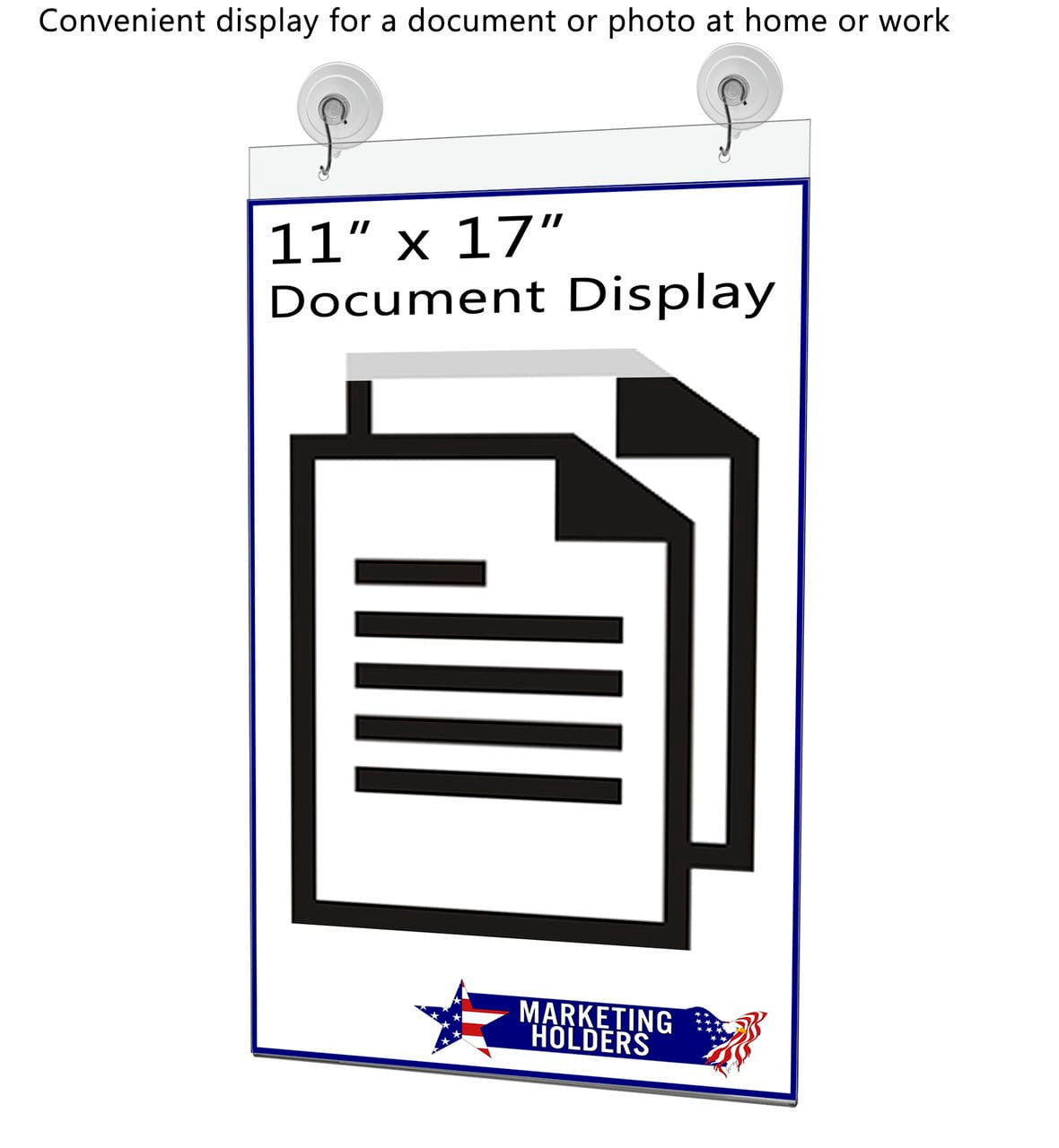 11"W x 17"H Window Mount Sign Holder Suction Cup with Hooks