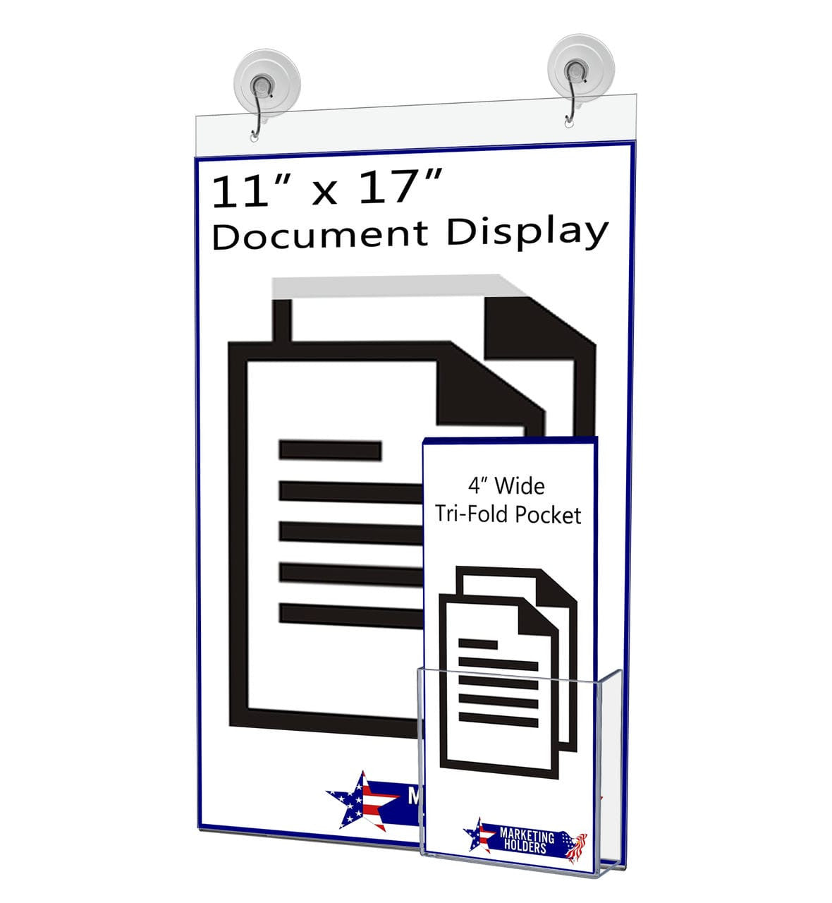 11"W x 17"H Sign Frame with Brochure Pocket and Suction Cups