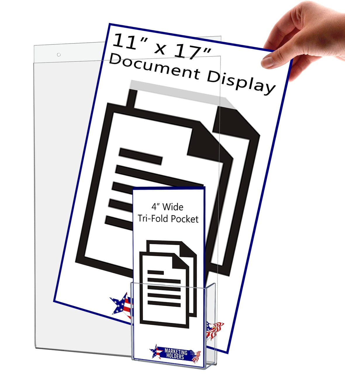 11"W x 17"H Wall Sign Holder with Brochure Pocket and Hardware