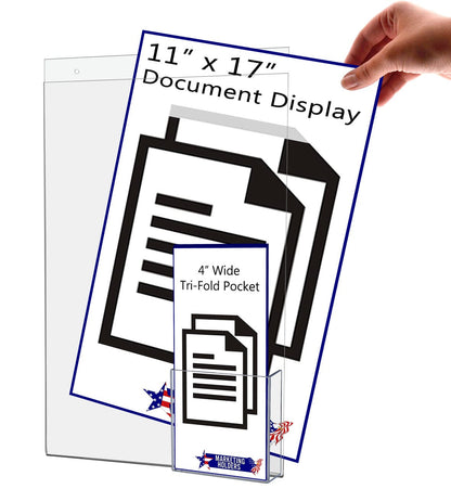 11"W x 17"H Wall Sign Holder with Brochure Pocket and Hardware