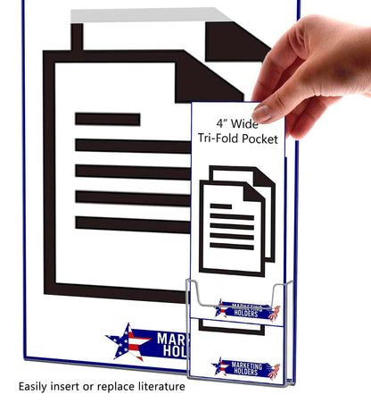 11"W x 17"H Wall Sign Holder with Brochure Pocket and Hardware