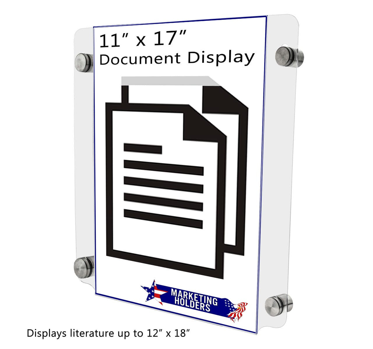 11"W x 17"H Sign Holder with Standoffs Photo Literature