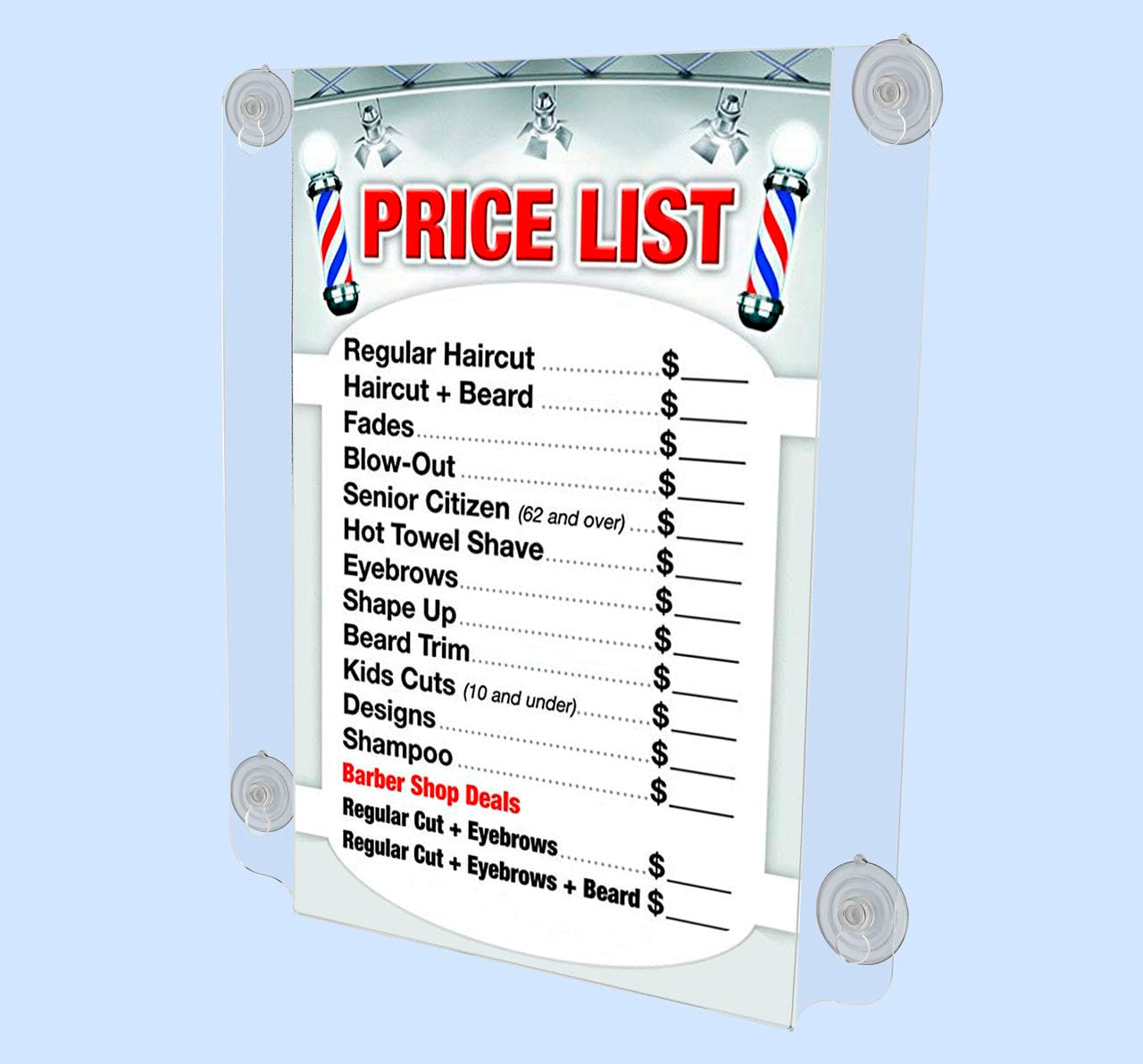 11"W x 17"H Window Sign Holder Double Sided with Suction Cups