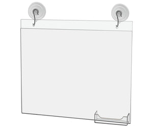 11"W x 8.5"H Window Sign Holder with Card Pocket and Suction Cup with Hooks
